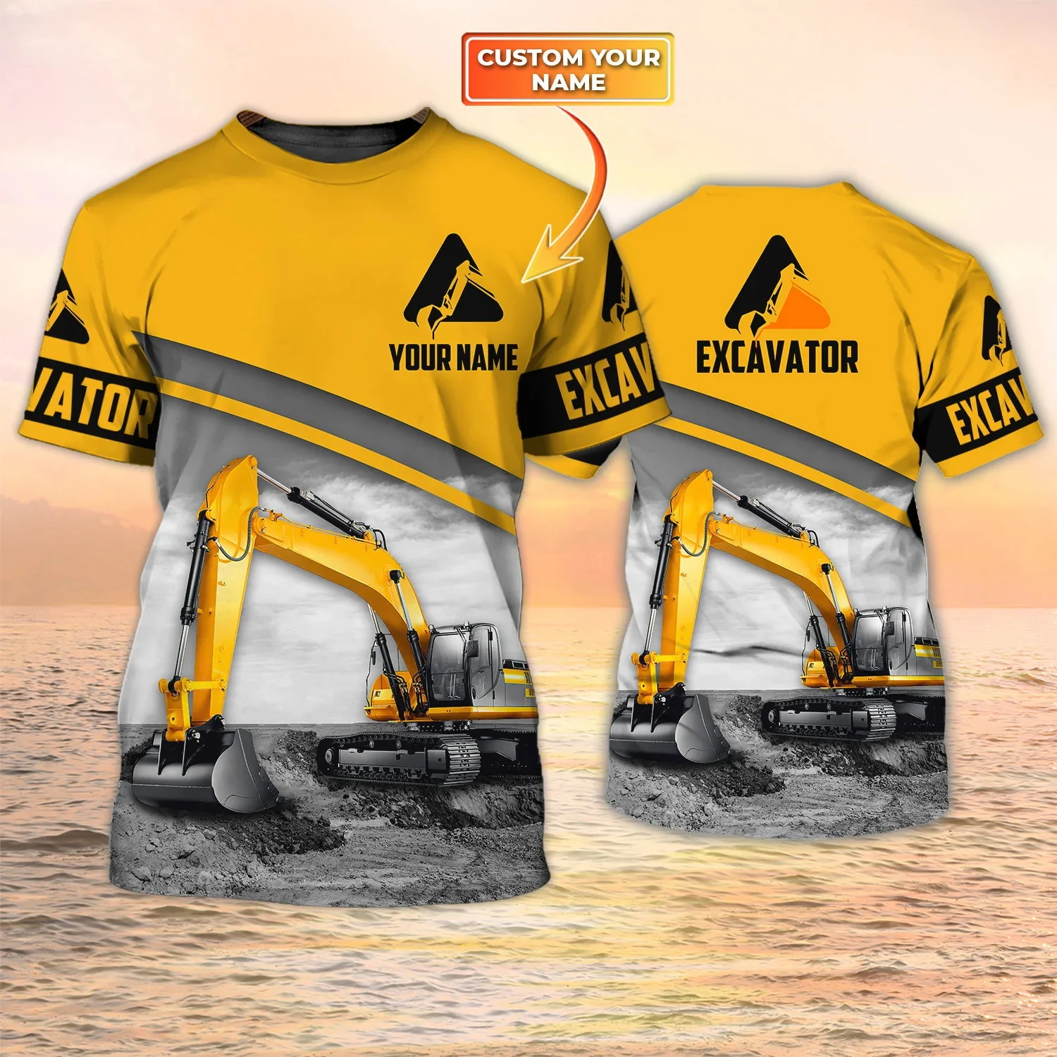 Heavy Equipment Names - ใหม่ล่าสุดแฟชั่นฤดูร้อนผู้ชายเสื้อยืด Heavy อุปกรณ์ Excavator ส่วนบุคคลชื่อ 3D
